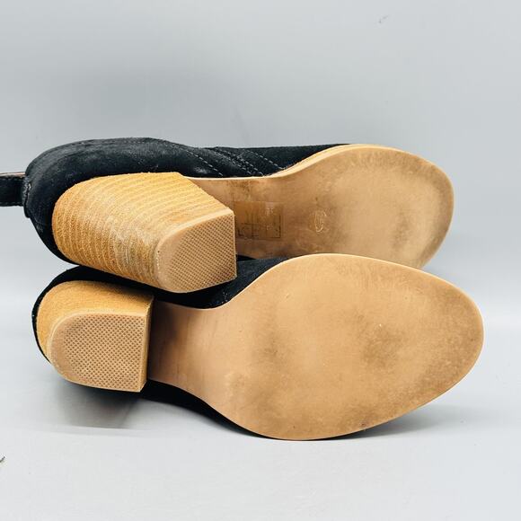 Jeffrey Campbell Shoes Womens 6 Black Suede Cutout Ankle Booties Block Heel - Picture 7 of 10